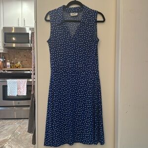Faux wrap polkadot dress